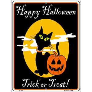 Happy Halloween Black Cat Metal Novelty Parking Sign 9" x 12" Sign (P)