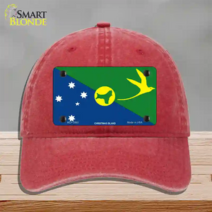 Christmas Island Flag Novelty License Plate Hat Unconstructed Cotton Red
