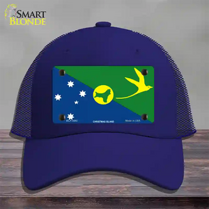 Christmas Island Flag Novelty License Plate Hat Mesh Royal Blue