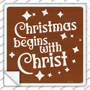 Christmas Begins with Christ Novelty Square Sticker Decal Large Christmas Begins with Christ Novelty Square Sticker Decal Large