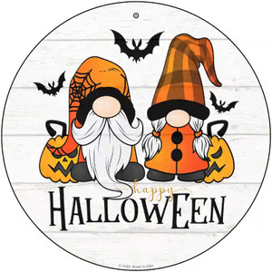 Happy Halloween Spooky Gnomes Novelty Metal Circle Sign 12" Sign (C)