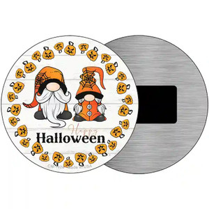 Happy Halloween Pumpkin Spooky Gnomes Novelty Metal Circle Sign 3.5" Magnet (CM)