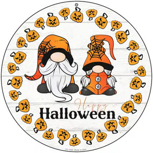 Happy Halloween Pumpkin Spooky Gnomes Novelty Metal Circle Sign 8" Sign (UC)