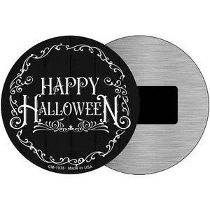 Happy Halloween Black Novelty Metal Circle Sign 3.5" Magnet (CM)