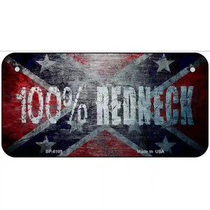 100% Redneck Confederate Novelty Metal License Plate