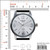 36MM M Milano Expression Black Vegan Leather Strap, Silver Case Silver Dial - 4056