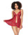 'stretch Lace Soft Triangle Cup Babydoll W/thong Ruby O/s