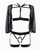 'adore Ibiza Babe Strappy Open Front Bodice W/mesh Sleeves & Open Gartered Panty Black O/s