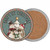 Babys First Christmas Snowmen Novelty Circle Coaster Set of 4 3.5" Coaster (Sets of 4) (CC)