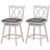 Set of 2 White Wood 24-in Counter Height Farmhouse Swivel Cushion Seat Barstools
