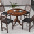 Round 40-inch Solid Wood Farmhouse Kitchen Dining Table in Medium Brown Finish
