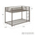 Twin over Twin size Modern Low Height Silver Grey Metal Bunk Bed