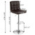 Set of 2 Modern Adjustable Height Barstools with Brown PU Leather Swivel Seat