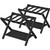Set of 2 - Sturdy Bamboo Luggage Rack in Black Wood Finish w/Lower Storage Shelf