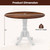 Solid Wood Round 39-inch Kitchen Dining Table with White Legs and Brown Top
