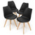 Set of 4 Modern Mid-Century Style Black PU Leather Dining Chairs with Wood Legs