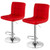 Set of 2 Modern Adjustable Height Barstools w/ Comfortable Red PU Leather Seat