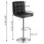 Set of 2 Modern Adjustable Height Bar Stools with Black PU Leather Swivel Seat
