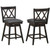 Set of 2 Black Wood 24-in Counter Height Farmhouse Swivel Cushion Seat Barstools