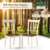 Set of 2 Solid Wood White Mission Style Armless Dining Chair with Brown Seat
