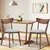 Set of 2 Mid-Century Modern Curved Back Wood Dining Chair Grey Upholstered Seat
