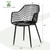 Set of 4 Mid-Century Modern Black Mesh Dining Chair with Ergonomic Backrest