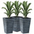 Set of 3 - Grey Faux Rattan Plastic Tall Large Flower Pots