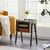 Set of 2 Modern Industrial Grey Wood Black Metal Side Table Nightstand End Table