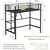 Twin size Black Metal Loft Bed Frame with Ladder - Space Saving Design