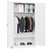 White Metal Locking Wardrobe Armoire Cabinet with Clothing Hanging Rod