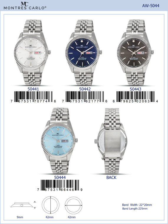 5044 - Metal Band Day and Date Watch