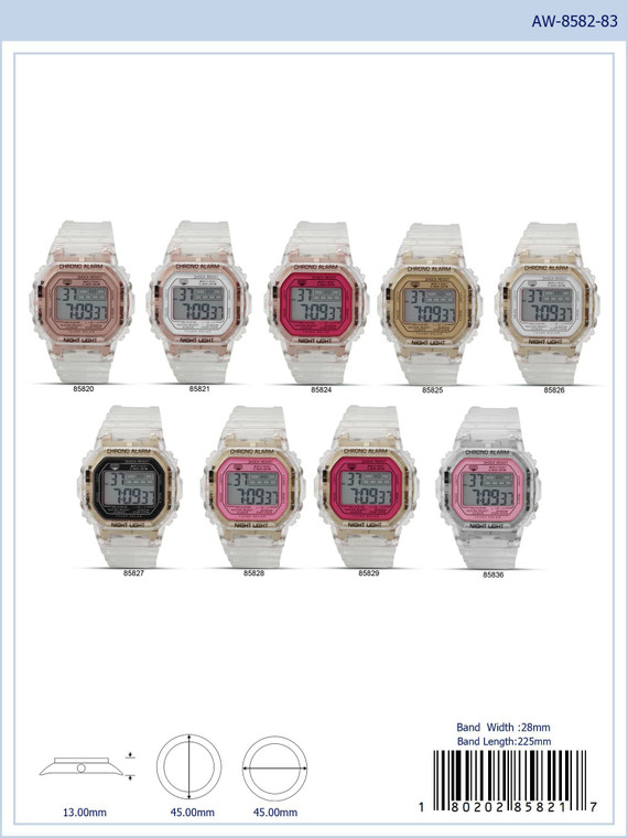 45MM Montres Carlo 5ATM Square Transparent Digital Watch - 8582