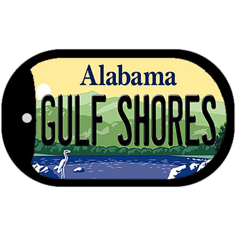 Gulf Shores Alabama Novelty Metal Dog Tag Necklace 2" x 1"