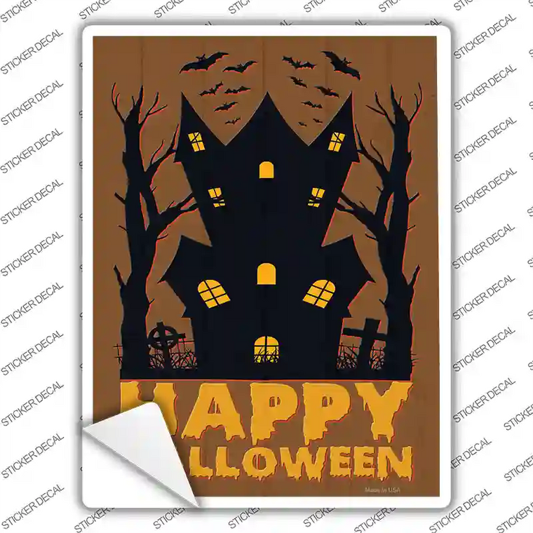 Happy Halloween Haunted House Novelty Rectangle Sticker Decal Medium