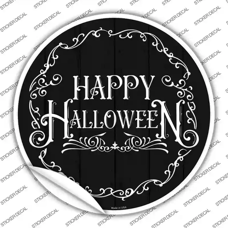 Happy Halloween Black Novelty Circle Sticker Decal Large