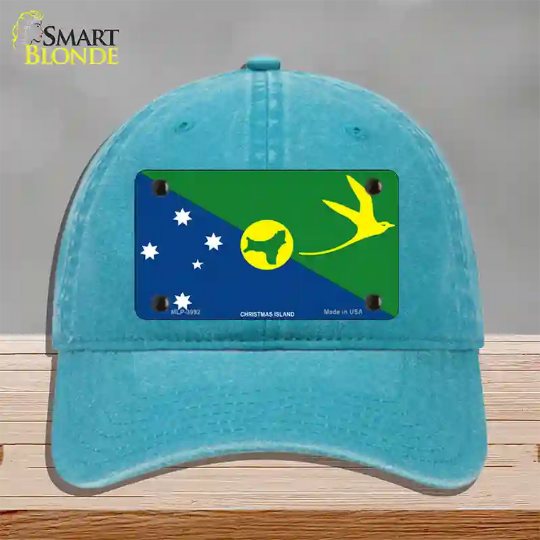 Christmas Island Flag Novelty License Plate Hat Unconstructed Cotton Lake Blue