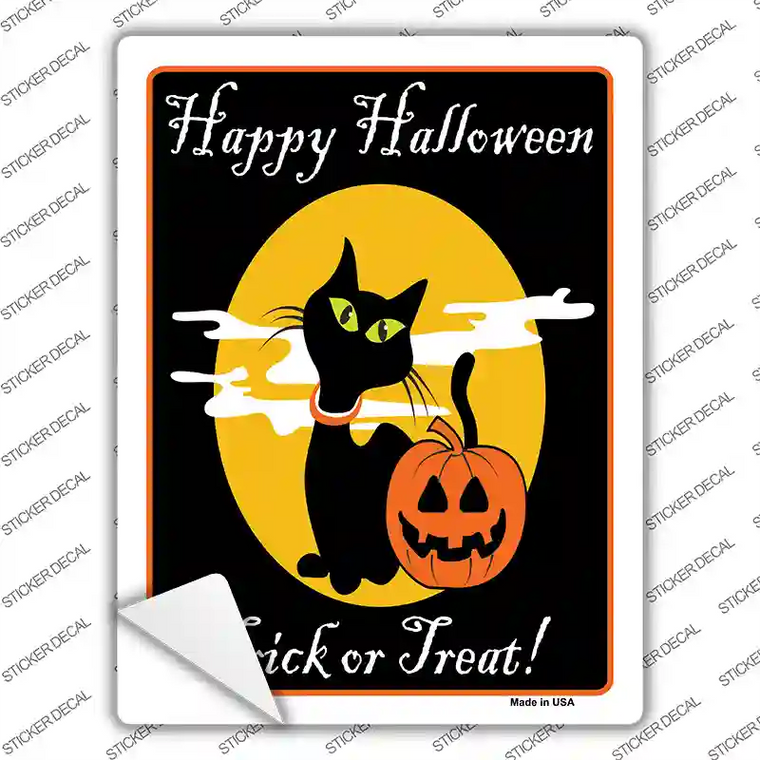 Happy Halloween Black Cat Novelty Rectangle Sticker Decal Large