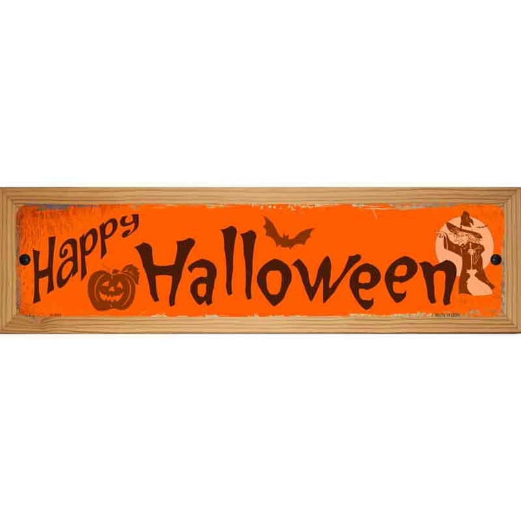 Happy Halloween Novelty Metal Street Sign 19" x 5.5" Mounted Sign (WB-K)