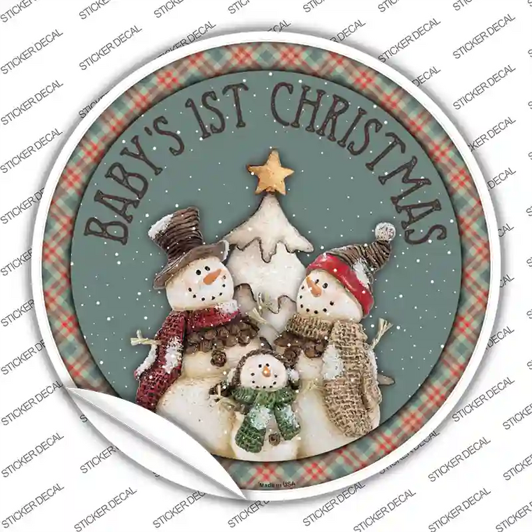 Babys First Christmas Novelty Circle Sticker Decal Small