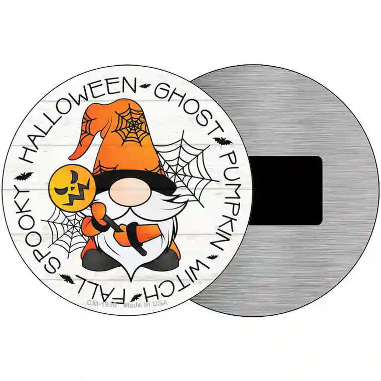 Spooky Halloween Gnome Novelty Metal Circle Sign 3.5" Magnet (CM)