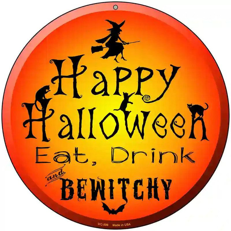 Happy Halloween Novelty Metal Circular Sign 8" Sign (UC)