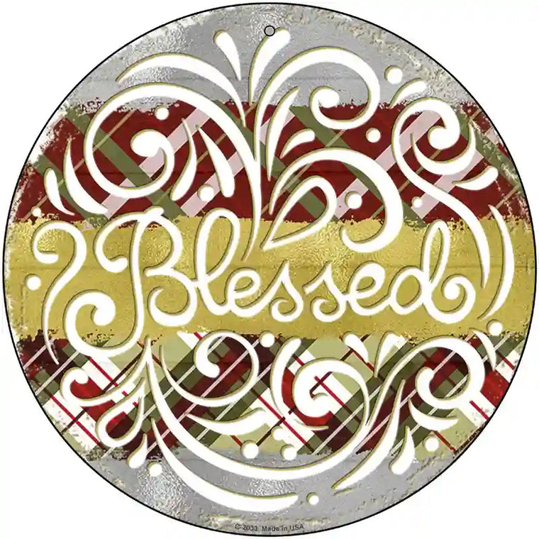 Blessed Christmas Novelty Metal Circle Sign 12" Sign (C)