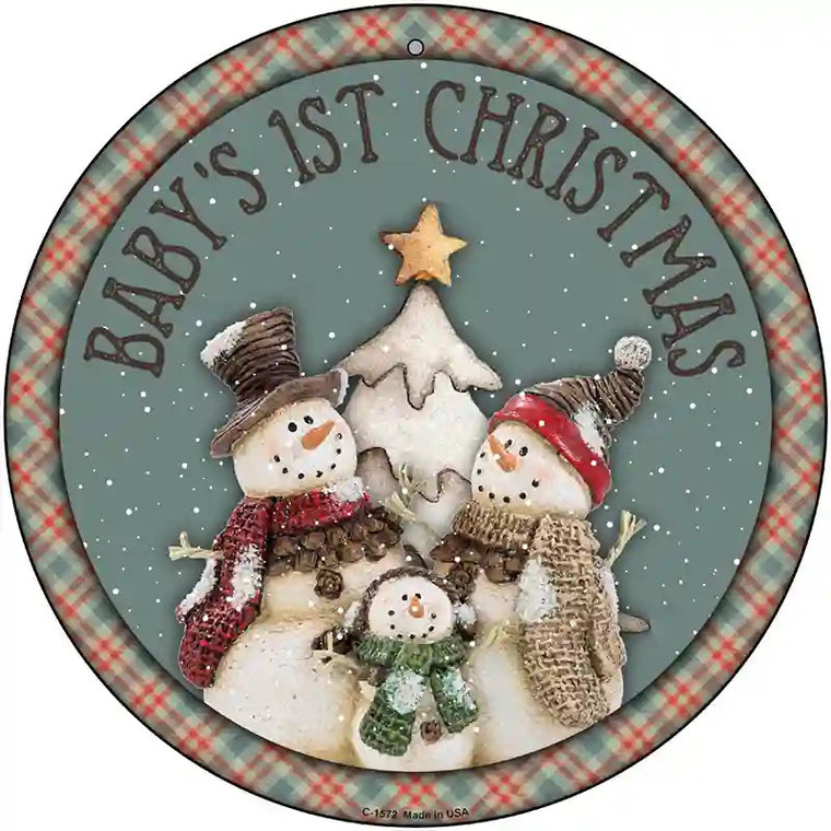 Babys First Christmas Novelty Metal Circle Sign 12" Sign (C)