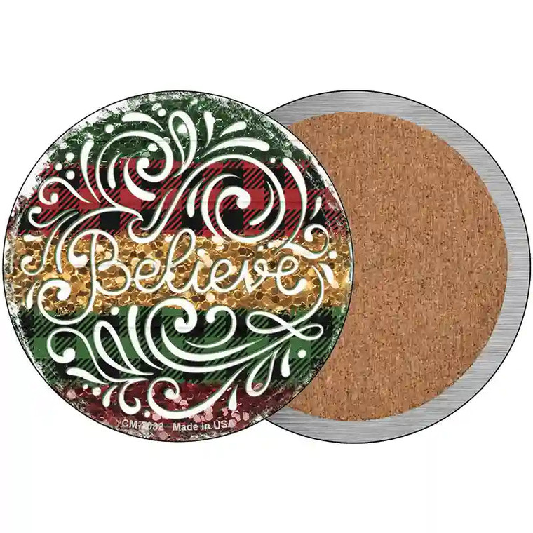 Believe Christmas Novelty Circle Coaster Set of 4 3.5" Coaster (Sets of 4) (CC)
