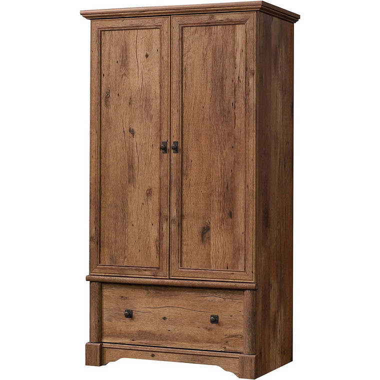 Rustic Oak Drawer and Garment Rod Wardrobe Armoire Rustic Oak Drawer and Garment Rod Wardrobe Armoire