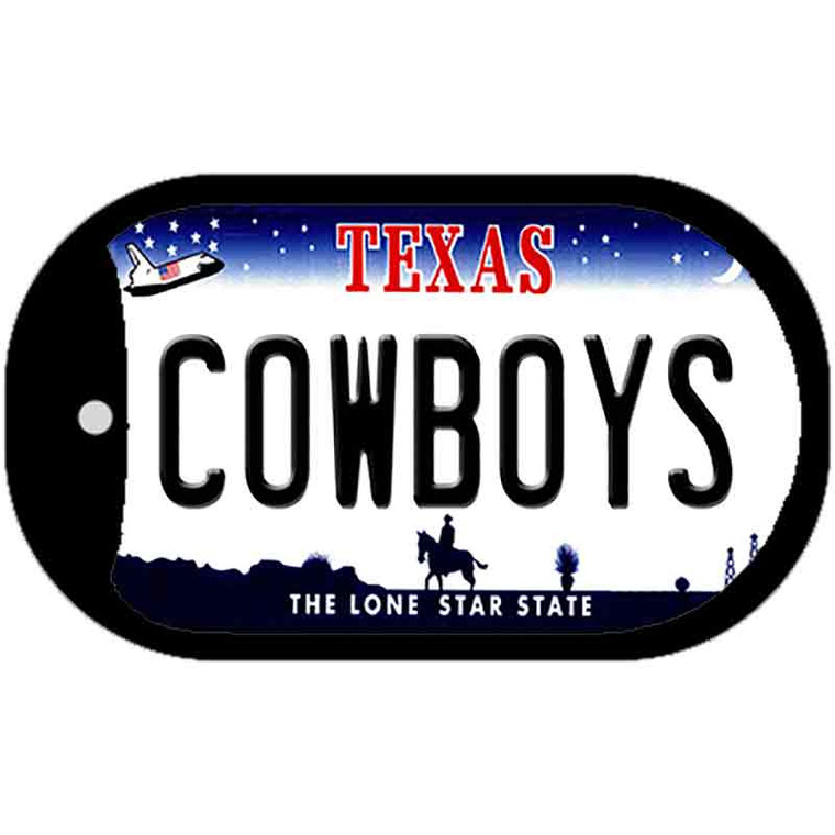 Cowboys Texas Novelty Metal Dog Tag Necklace 2" x 1"