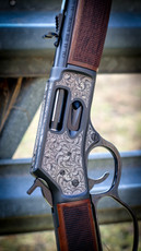 Henry Big Boy Steel .44 Magnum lever action with laser marked Fragout scrollwork