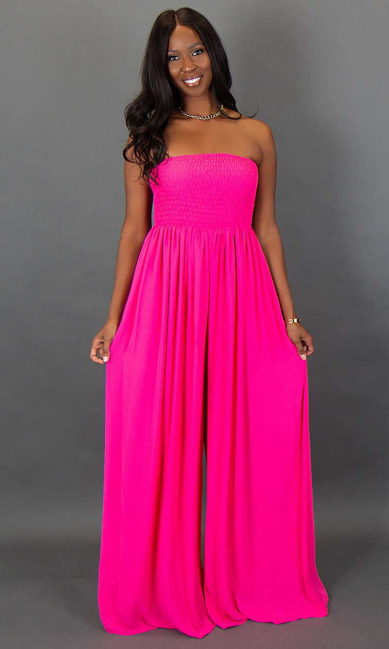 Tall Women's Pink Wide Leg Jumpsuit | Flowy | Prissy Duck