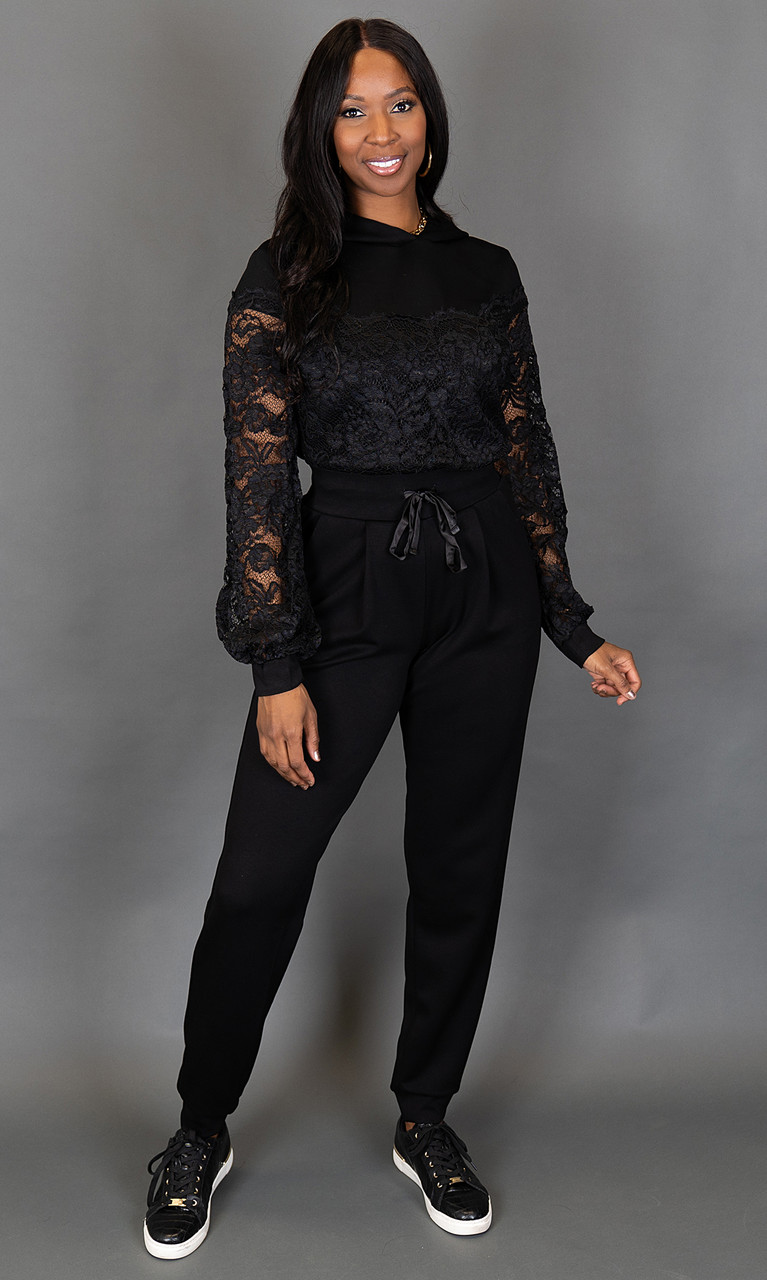 Tall Women's Lace Crop Hoodie | Tall Sweatshirt | Prissy Duck Tall Women's Lace Crop Hoodie | Tall Sweatshirt | Prissy Duck