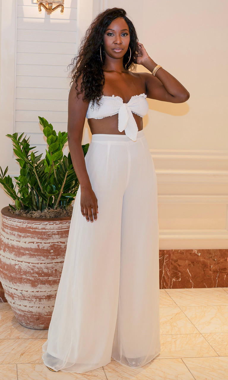 Capri Pants Outfit Cropped Wide Leg White Pants Erwazi Women's